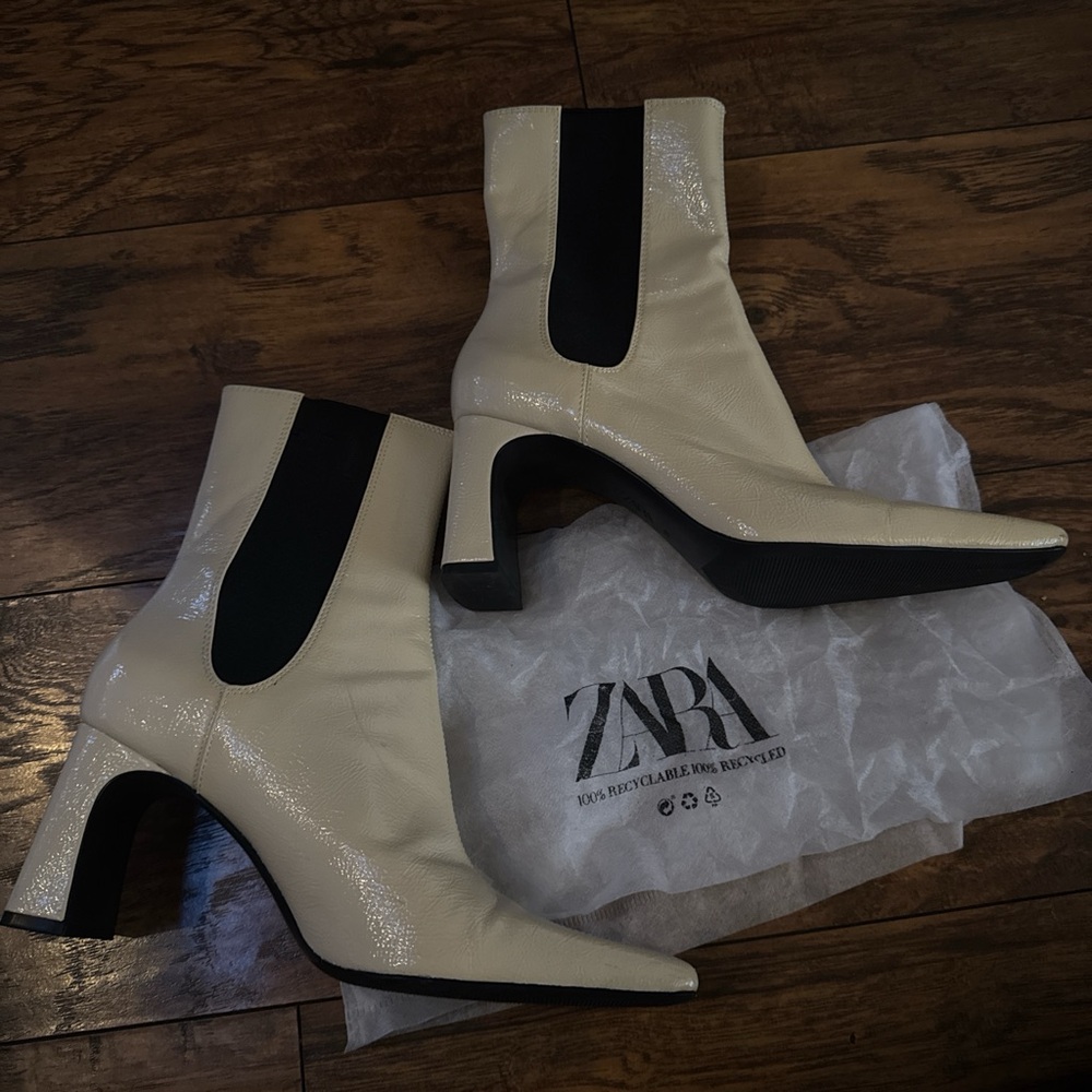 ZARA Cream Ankle Boots